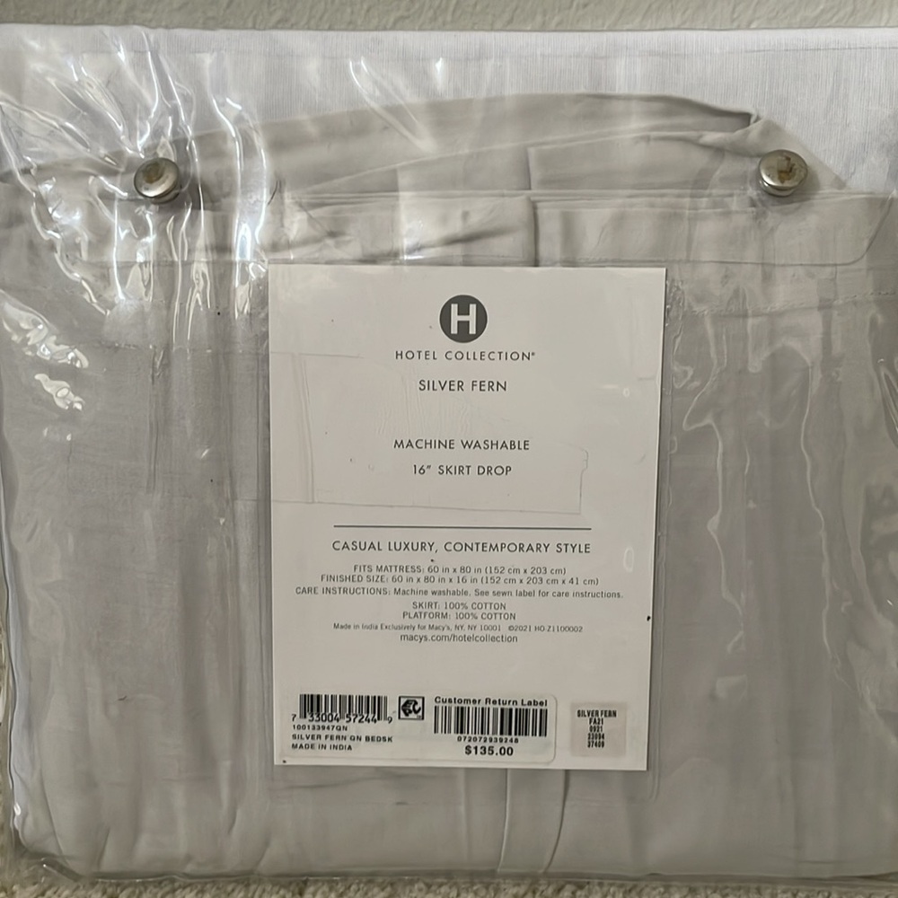 Hotel Collection silver fern bedskirt - Picture 2 of 3